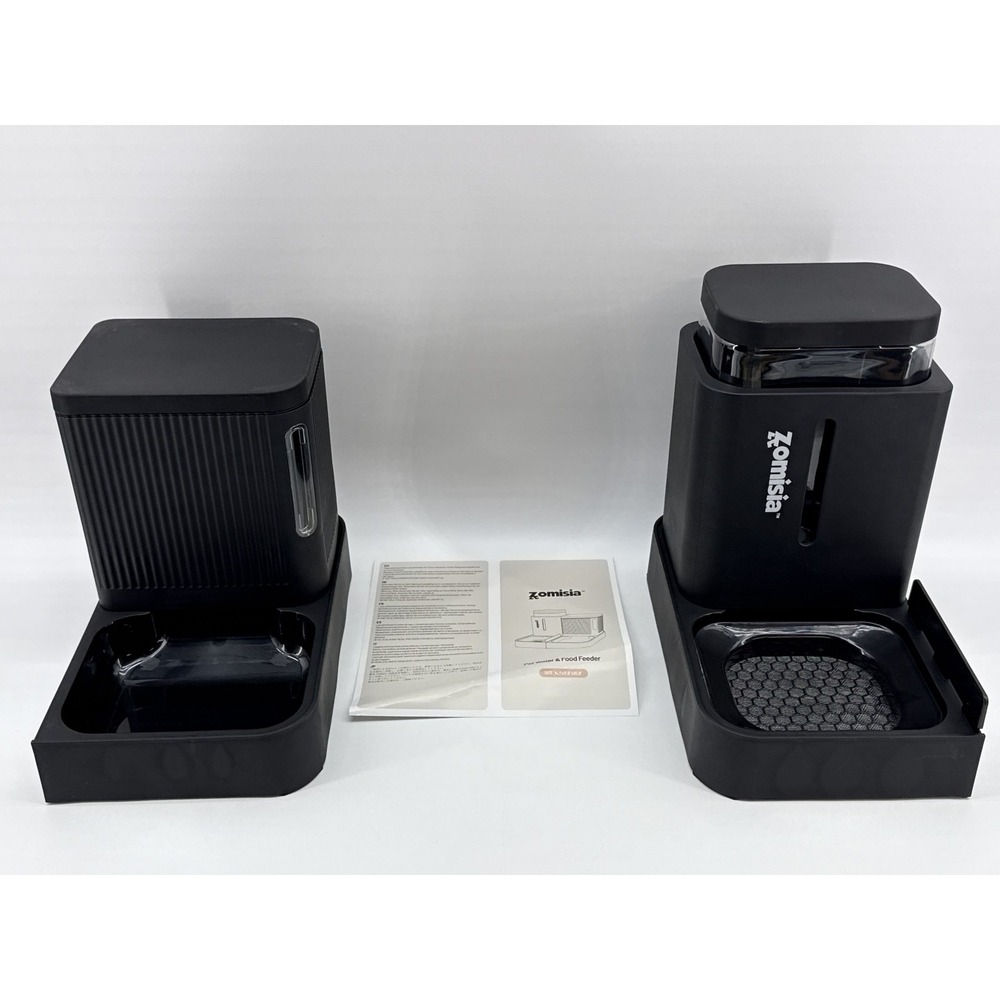 Zomisia Gravity Pet Feeder Black Plastic Dual Compartments Modern